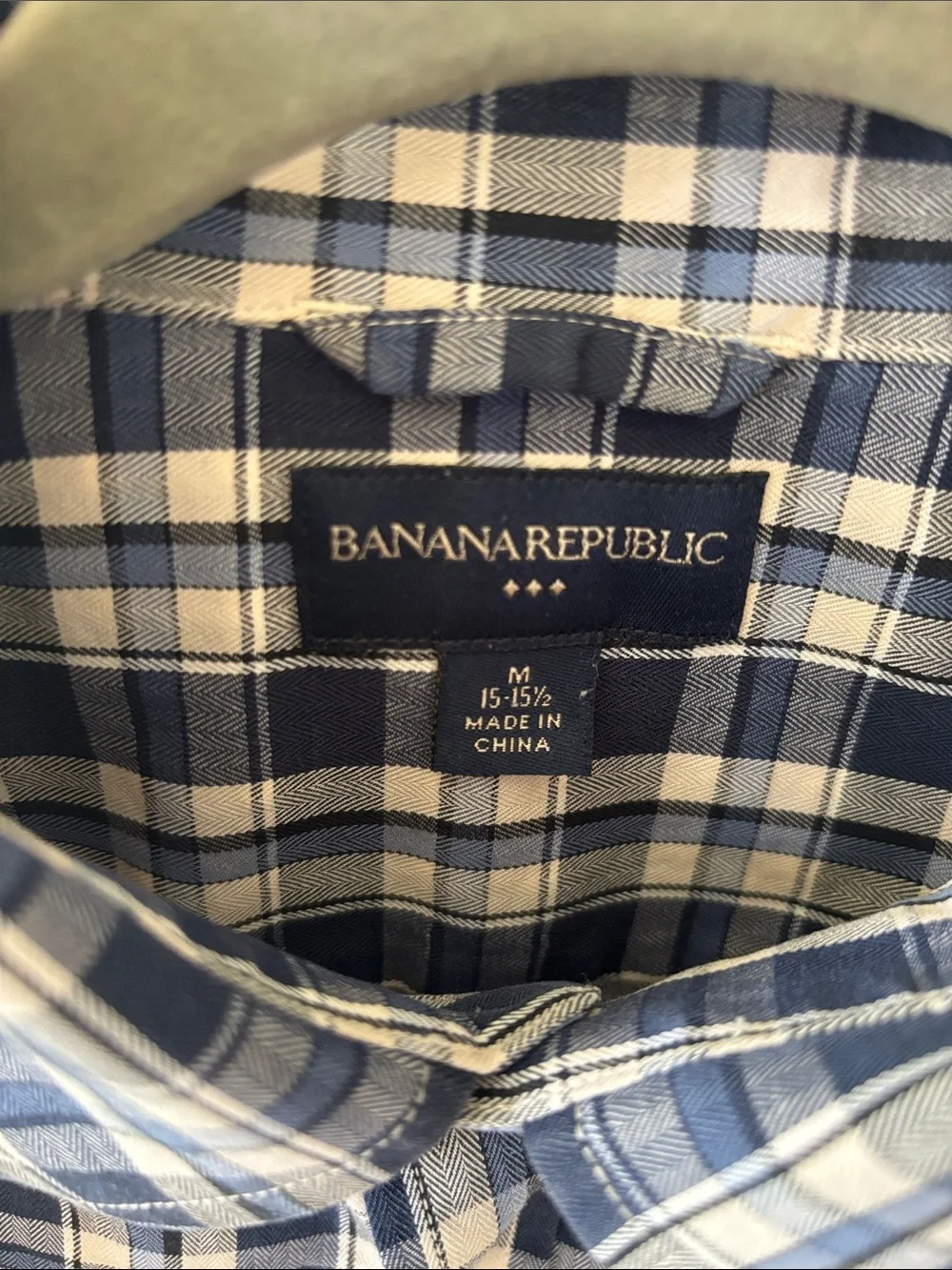 Banana Republic Navy and White Plaid Cotton Button-Down Shirt